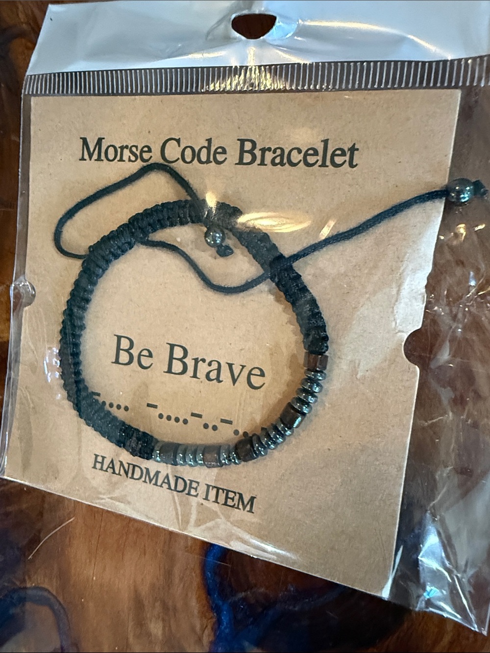 Be Brave Morse Code Bracelet - Black Handmade Men’s Bracelet